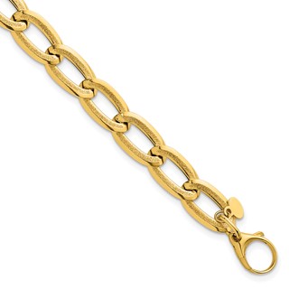 14k Polished And Textured 8mm Long Curb Link 7.5 inch Bracelet