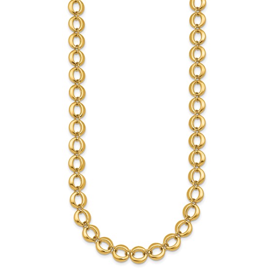 14k Polished 8mm Fancy Circle Link 18 inch Necklace