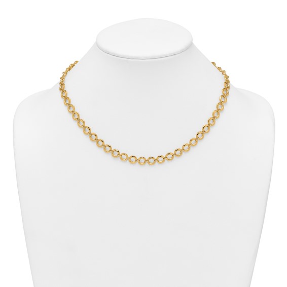 14k Polished 8mm Fancy Circle Link 18 inch Necklace