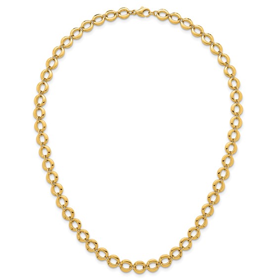 14k Polished 8mm Fancy Circle Link 18 inch Necklace