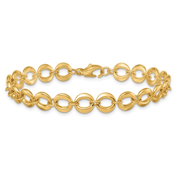 14k Polished 8mm Fancy Circle Link 7.5 inch Bracelet