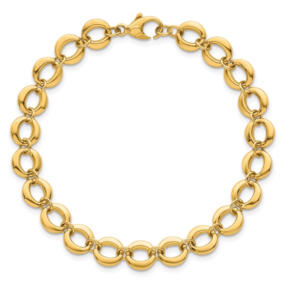 14k Polished 8mm Fancy Circle Link 7.5 inch Bracelet