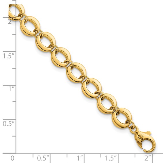 14k Polished 8mm Fancy Circle Link 7.5 inch Bracelet