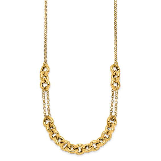 14k Polished Fancy Multi Link Chain 18 inch Necklace