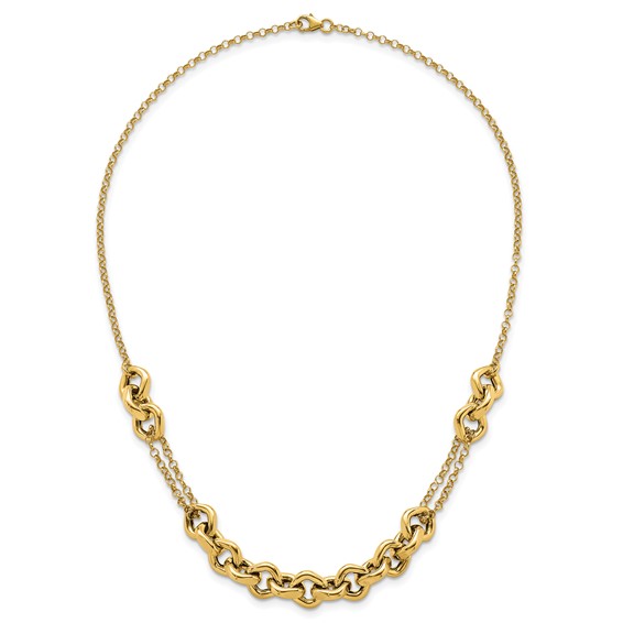 14k Polished Fancy Multi Link Chain 18 inch Necklace