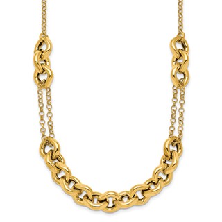 14k Polished Fancy Multi Link Chain 18 inch Necklace