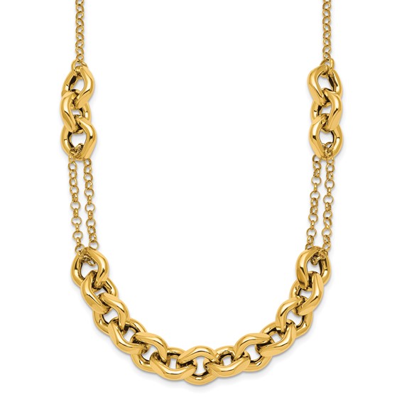 14k Polished Fancy Multi Link Chain 18 inch Necklace