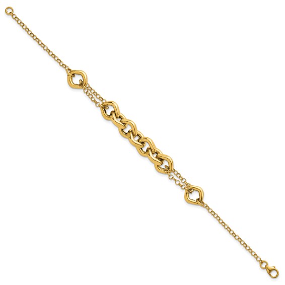 14K Polished Fancy Multi Link 7.5 inch Bracelet