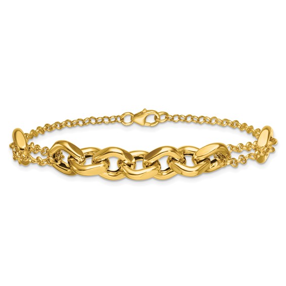 14K Polished Fancy Multi Link 7.5 inch Bracelet