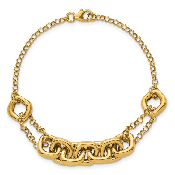 14K Polished Fancy Multi Link 7.5 inch Bracelet