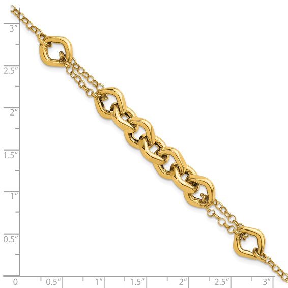 14K Polished Fancy Multi Link 7.5 inch Bracelet
