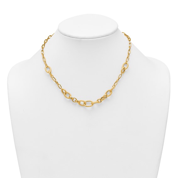 14k Polished and Textured Link 17.25 inch Necklace
