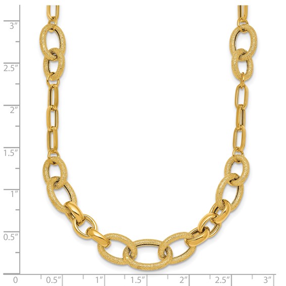 14k Polished and Textured Link 17.25 inch Necklace