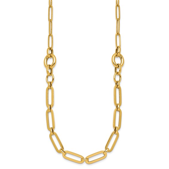 14k Polished Fancy Paperclip Link 17.25 inch Necklace