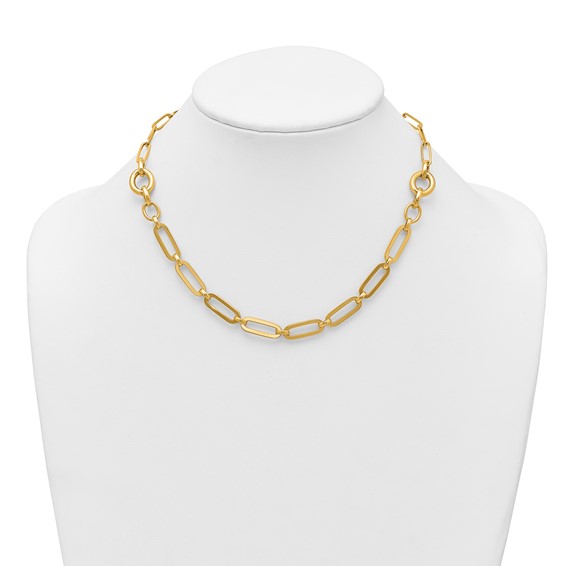 14k Polished Fancy Paperclip Link 17.25 inch Necklace