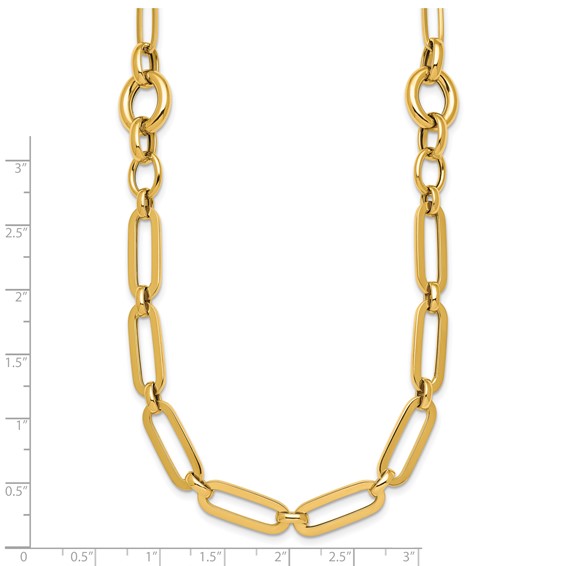 14k Polished Fancy Paperclip Link 17.25 inch Necklace