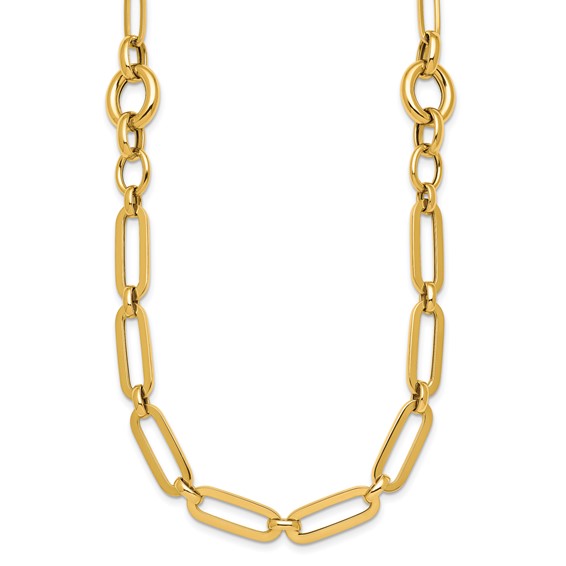 14k Polished Fancy Paperclip Link 17.25 inch Necklace