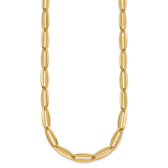 14k Polished 7mm Long Oval Link 18 inch Necklace