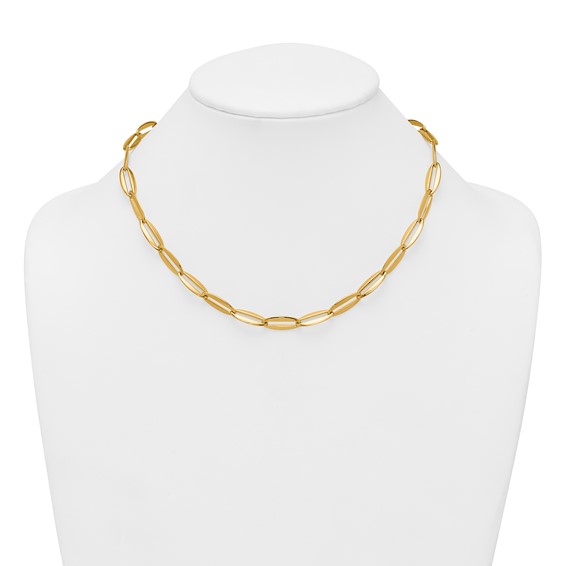 14k Polished 7mm Long Oval Link 18 inch Necklace