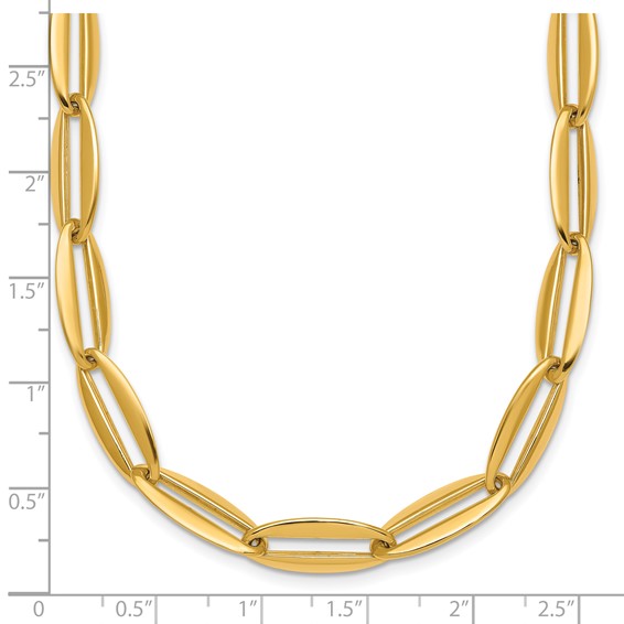 14k Polished 7mm Long Oval Link 18 inch Necklace