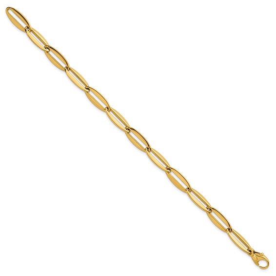 14k Polished 7mm Long Oval Link 7.5 inch Bracelet