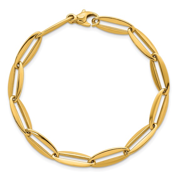 14k Polished 7mm Long Oval Link 7.5 inch Bracelet