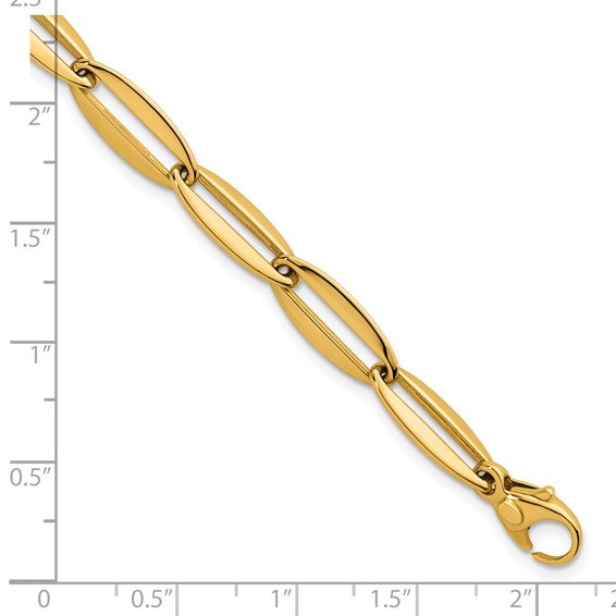 14k Polished 7mm Long Oval Link 7.5 inch Bracelet