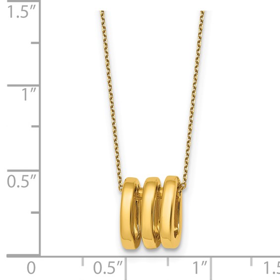 14k Polished 3 Oval Rings 16 inch Necklace Plus 2 inch Extender