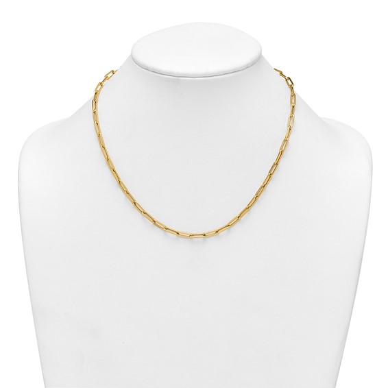 14k Polished 4mm Paperclip Link 18 inch Necklace