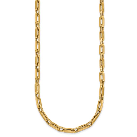 14K Polished and Textured 4.8mm Double Fancy Link 18.5 inch Necklace