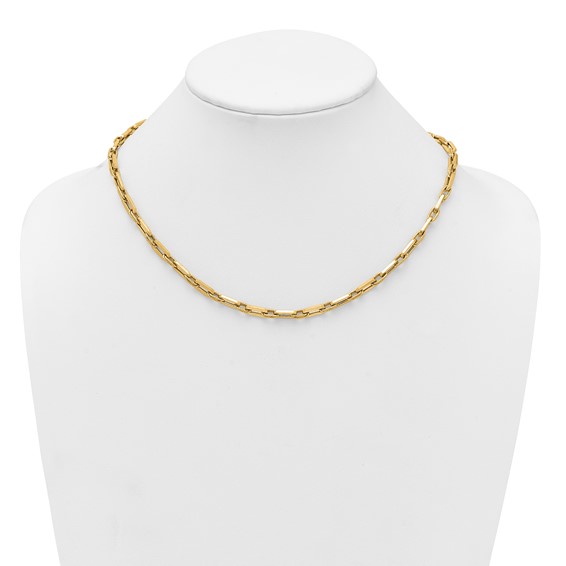 14K Polished and Textured 4.8mm Double Fancy Link 18.5 inch Necklace