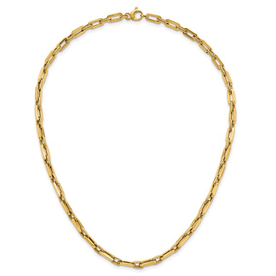 14K Polished and Textured 4.8mm Double Fancy Link 18.5 inch Necklace