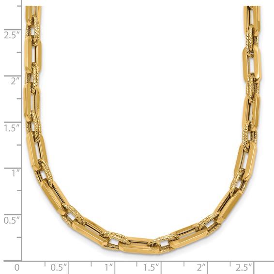 14K Polished and Textured 4.8mm Double Fancy Link 18.5 inch Necklace