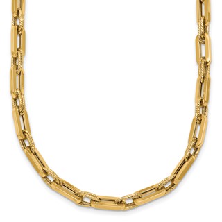 14K Polished and Textured 4.8mm Double Fancy Link 18.5 inch Necklace