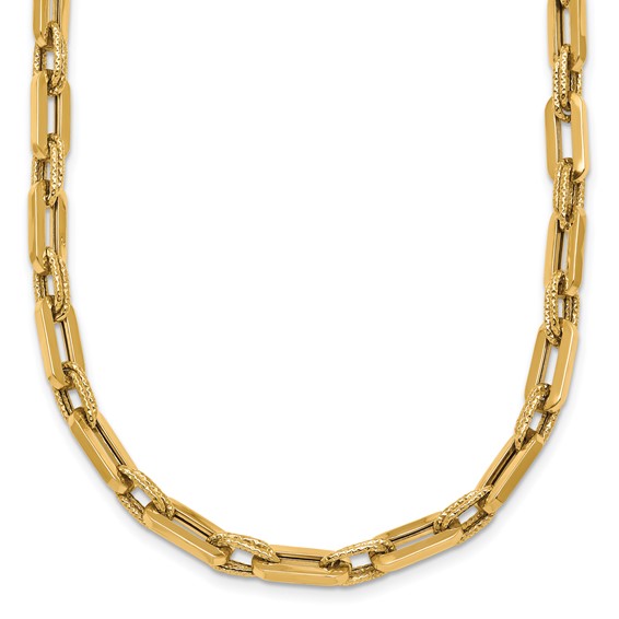 14K Polished and Textured 4.8mm Double Fancy Link 18.5 inch Necklace