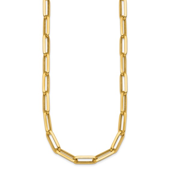 14k Polished 7mm Paperclip Link Chain 17.5 inch Necklace