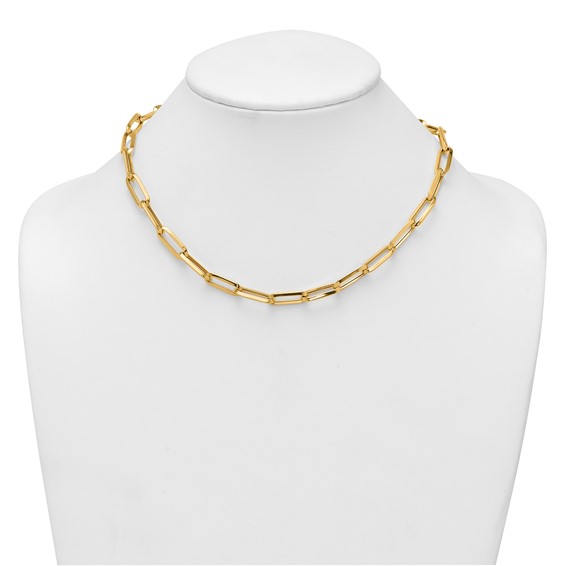 14k Polished 7mm Paperclip Link Chain 17.5 inch Necklace