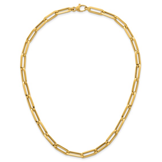 14k Polished 7mm Paperclip Link Chain 17.5 inch Necklace