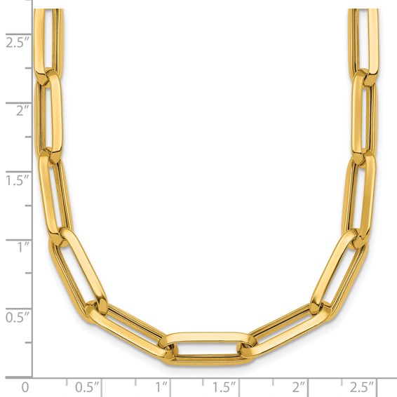 14k Polished 7mm Paperclip Link Chain 17.5 inch Necklace
