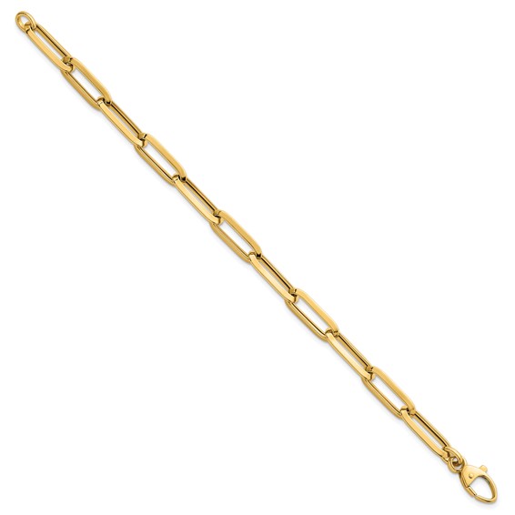 14k Polished 7mm Paperclip Link Chain 7.5 inch Bracelet