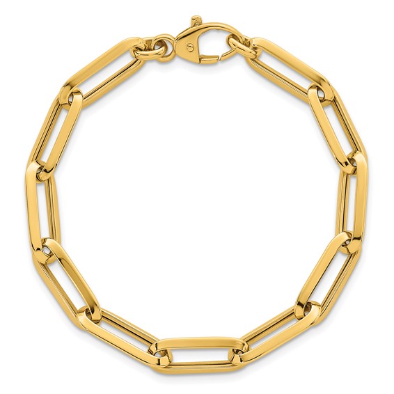 14k Polished 7mm Paperclip Link Chain 7.5 inch Bracelet