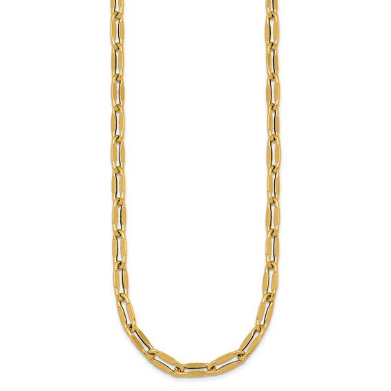 14k Polished 5.5mm Flattened Oval Cable Fancy Link 18 inch Necklace