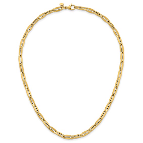 14k Polished 5.5mm Flattened Oval Cable Fancy Link 18 inch Necklace