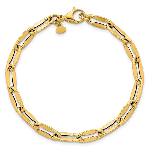 14k Polished 5.5mm Flattened Oval Cable Fancy Link 7.5 inch Bracelet