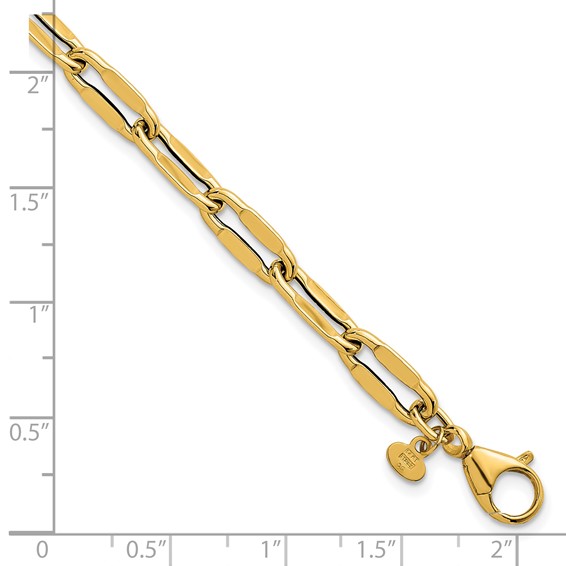 14k Polished 5.5mm Flattened Oval Cable Fancy Link 7.5 inch Bracelet