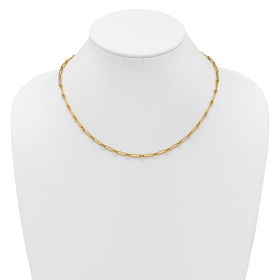 14k Polished 3.75mm Paperclip and Round Link 18 inch Necklace