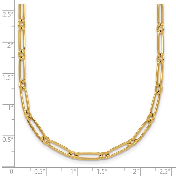 14k Polished 3.75mm Paperclip and Round Link 18 inch Necklace