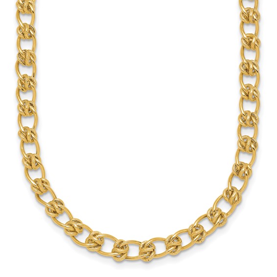 14K Polished and Textured 5.0mm Fancy Knot Link 7.5 Inch Bracelet