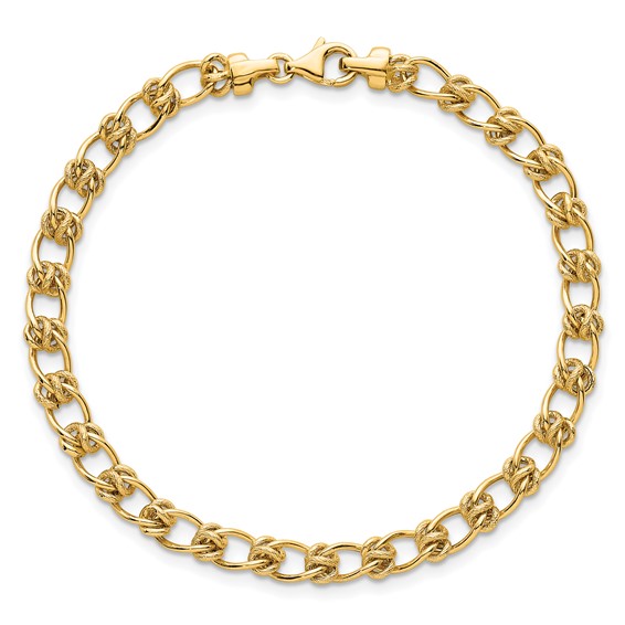 14K Polished and Textured 5.0mm Fancy Knot Link 17 Inch Necklace