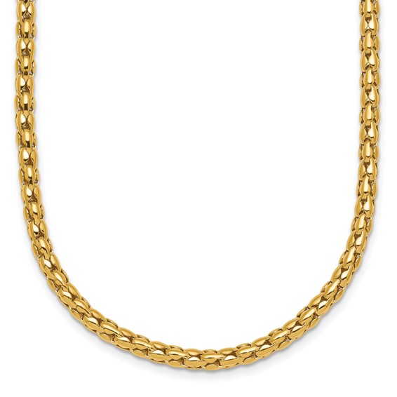 14k Polished 3.5mm Fancy Link 18 inch Necklace